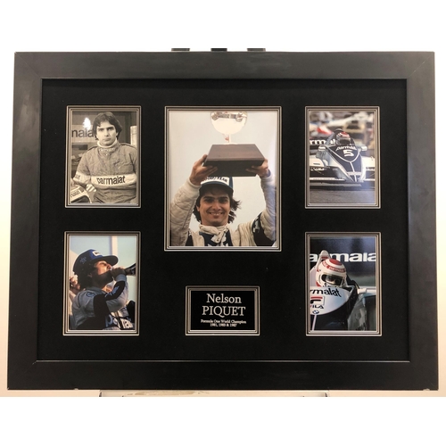 129 - NELSON PIQUET framed original signature presentation.