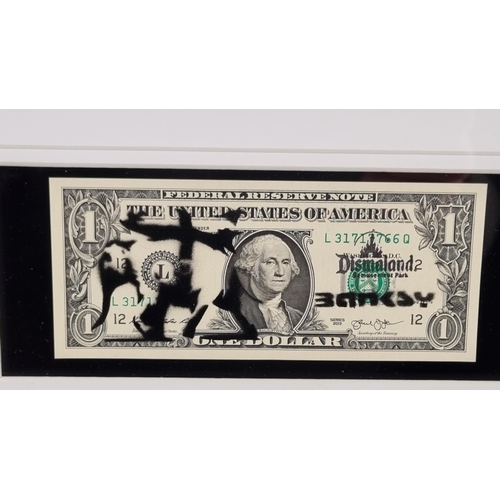 13 - Banksy Framed Stencilled Dollar Bill (Double sided)