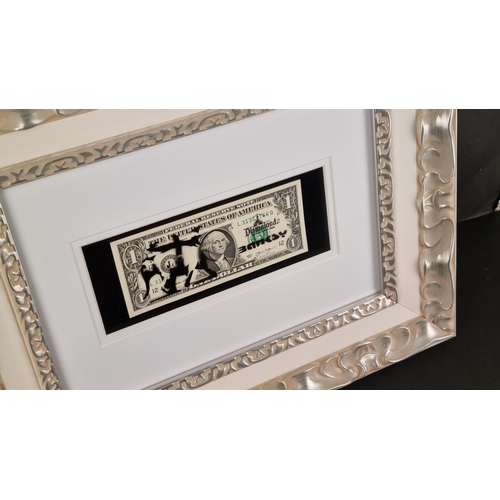 13 - Banksy Framed Stencilled Dollar Bill (Double sided)