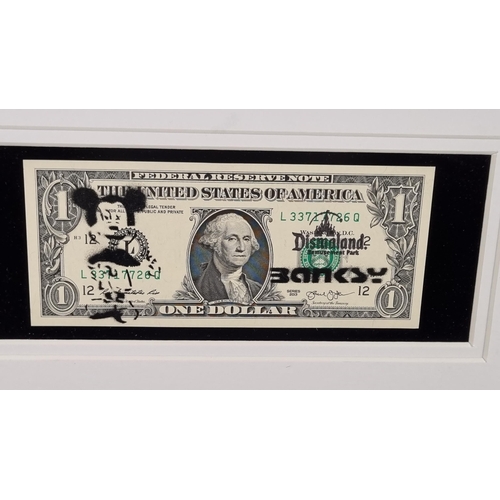 14 - Banksy Framed Stencilled Dollar Bill (Double sided)