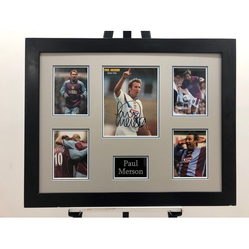 213 - PAUL MERSON framed original signature presentation.