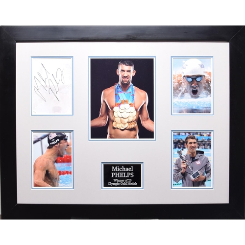 315 - MICHAEL PHELPS framed original signature presentation.