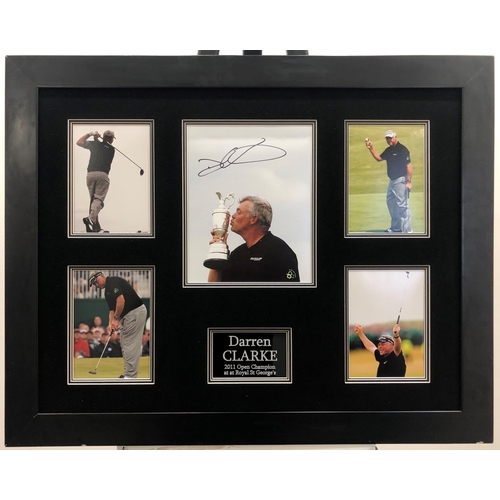 379 - DARREN CLARKE framed original signature presentation.