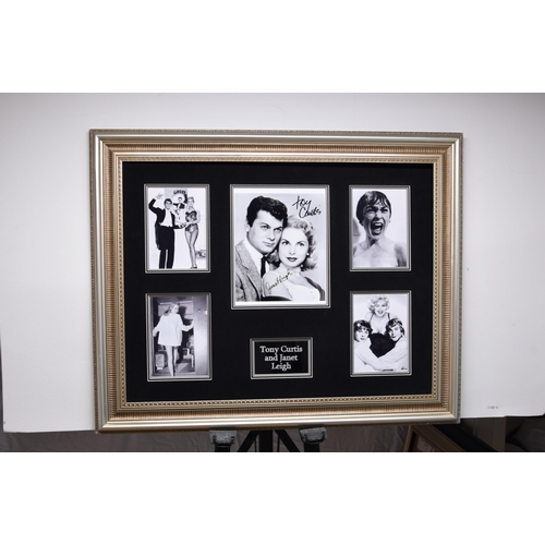 385 - TONY CURTIS with JANET LEIGH framed original signature presentation