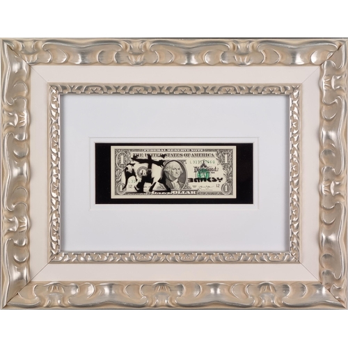 13 - Banksy Framed Stencilled Dollar Bill (Double sided)