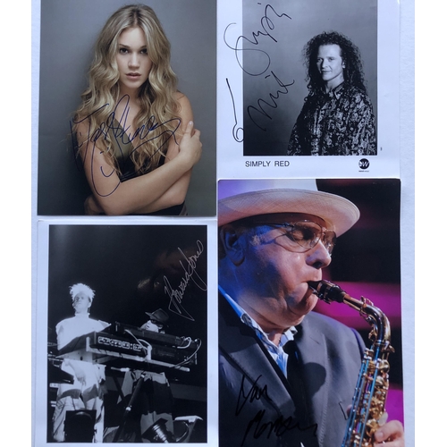 436 - BRITISH MUSIC ARTISTS; Joss Stone, Mick Hucknall, Howard Jones & Van Morrison original signatures.