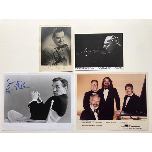 448 - FAMOUS MUSICIANS; Yehudi Menuhin, Eddie Calvert, Dave Brubeck & Roger Miller signed photos.