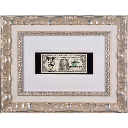 14 - Banksy Framed Stencilled Dollar Bill (Double sided)