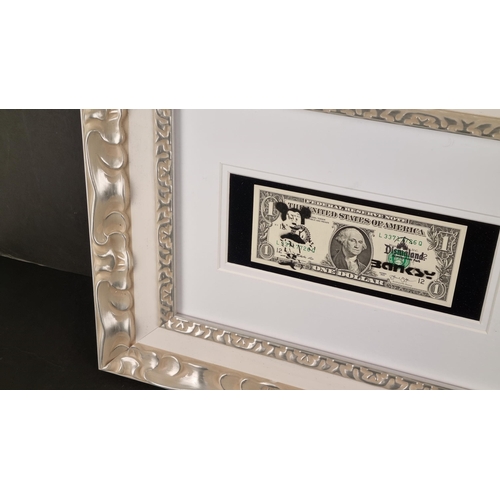 14 - Banksy Framed Stencilled Dollar Bill (Double sided)