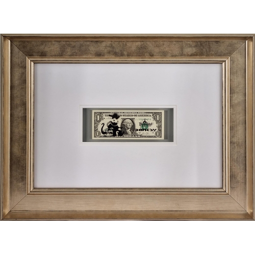 136 - Banksy (after) Framed Stencilled Dollar Bill (Double sided)