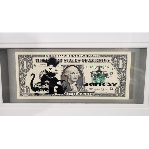 136 - Banksy (after) Framed Stencilled Dollar Bill (Double sided)