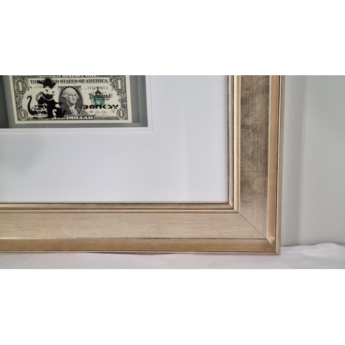 136 - Banksy (after) Framed Stencilled Dollar Bill (Double sided)