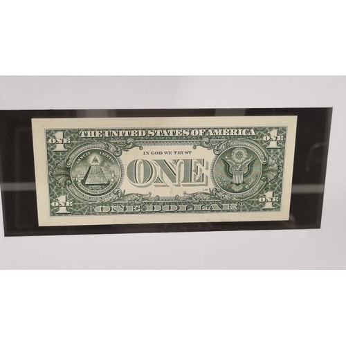 136 - Banksy (after) Framed Stencilled Dollar Bill (Double sided)