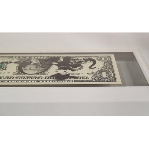 136 - Banksy (after) Framed Stencilled Dollar Bill (Double sided)