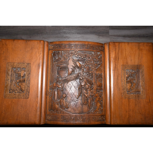 142 - Wooden Hand Carved Oriental Chest