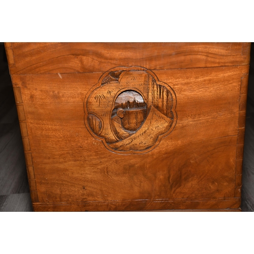 142 - Wooden Hand Carved Oriental Chest