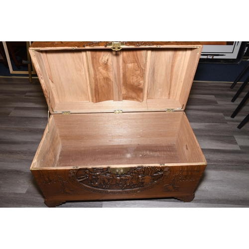 142 - Wooden Hand Carved Oriental Chest