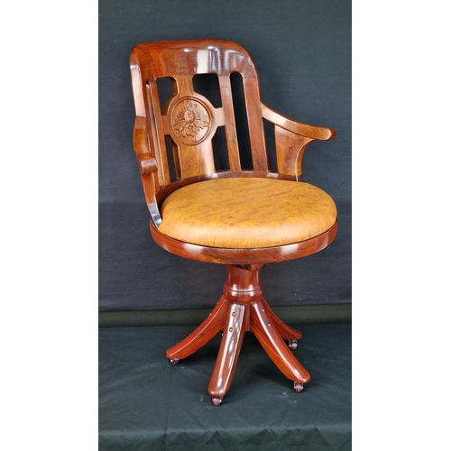 150 - Rosewood Hand Made Swivel Chair