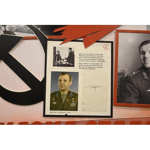 166 - Rare Yuri Gagarin Signature in Unique Framed Art Presentation.