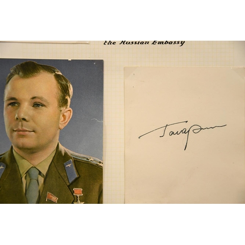 166 - Rare Yuri Gagarin Signature in Unique Framed Art Presentation.