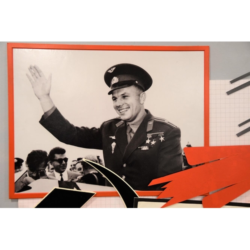 166 - Rare Yuri Gagarin Signature in Unique Framed Art Presentation.