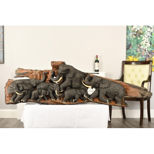 188 - Stunning Large Elephant Wood Carving