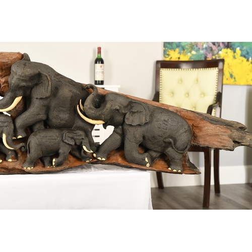 188 - Stunning Large Elephant Wood Carving