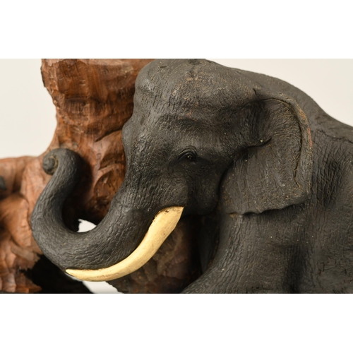 188 - Stunning Large Elephant Wood Carving