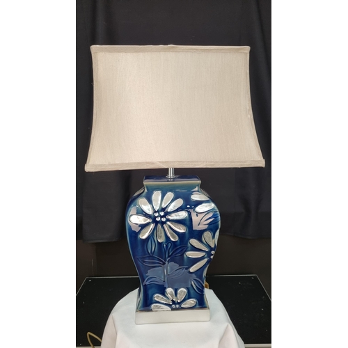 190 - Blue and Silver Porcelain Lamp