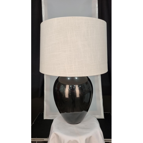 191 - Gunmetal Grey Porcelain Oval Lamp