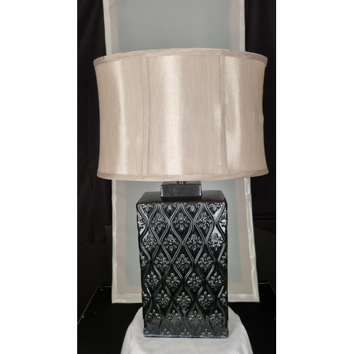 192 - Porcelain Grey Lamp with Embossed Design