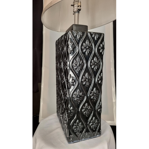 192 - Porcelain Grey Lamp with Embossed Design