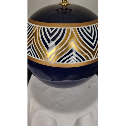 193 - Blue Porcelain Lamp with Hand Painted Detail