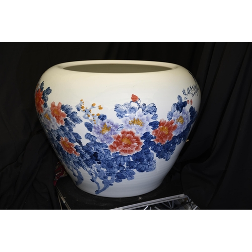 208 - Incredible Hand Painted Chinese Porcelain Fish Bowl over One Metre Diameter.