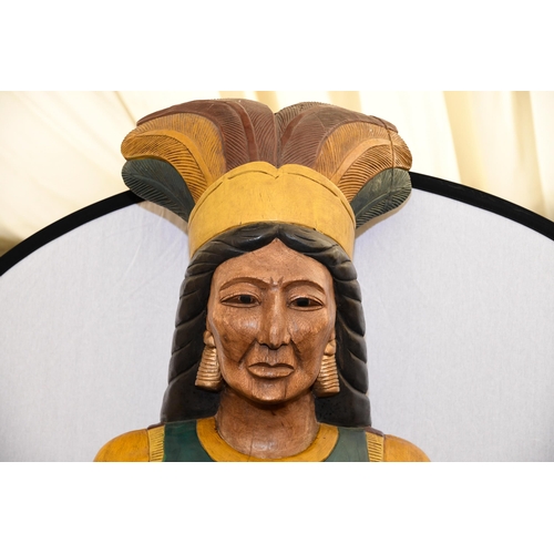 217 - Lifesize 6ft Carved Wooden Indian