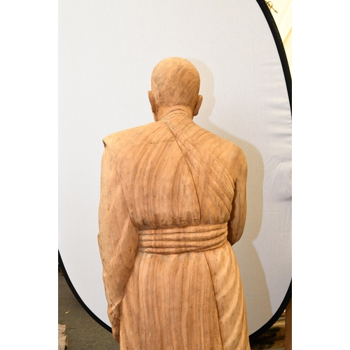 218 - Life Size Hand Carved Teak Monk