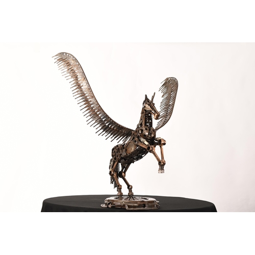 225 - Hand Made Pegasus Metal Sculpture