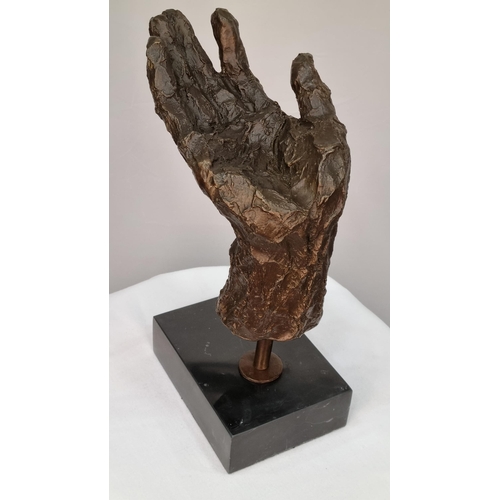 238 - Bronze Hand Sculpture on Black Marble Base