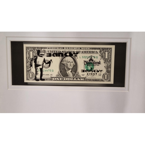 31 - Banksy (after) Framed Stencilled Dollar Bill (Double sided)