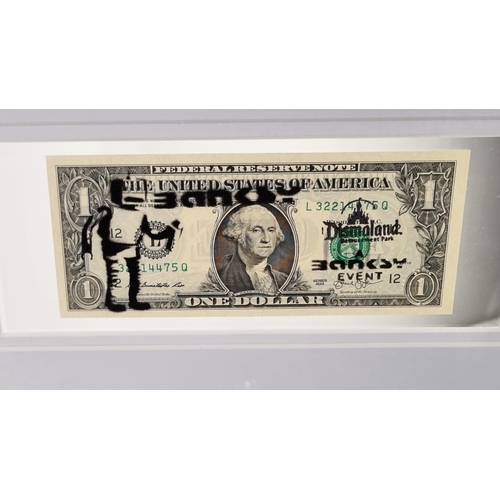 31 - Banksy (after) Framed Stencilled Dollar Bill (Double sided)