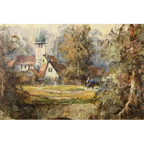 57 - Oil on Canvas Village Scene.