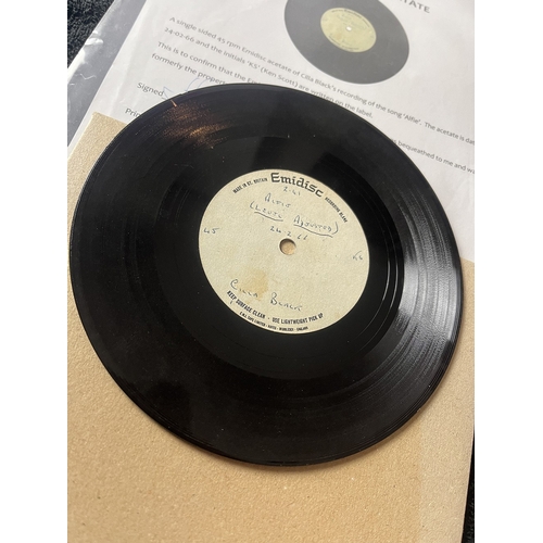 139 - Cilla Black acetate of the record Alfie with COA from Henry Epstein