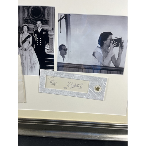 314 - Queen Elizabeth & Prince Philip original signatures in rare framed Art Presentation