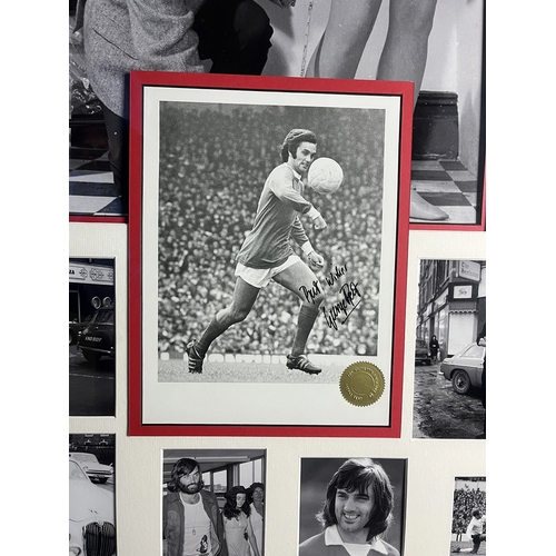 318 - George Best signed photo in fabulous memorabilia framed Art display