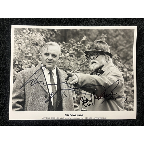 334 - RICHARD ATTENBOROUGH & ANTHONY HOPKINS Signed Shadowlands promotional photo card