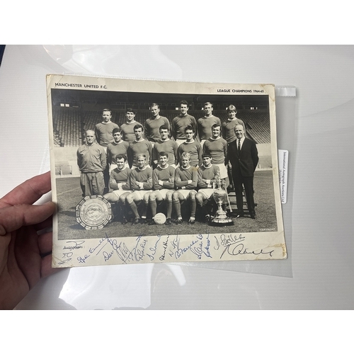 253 - Rare Man Utd 1964-65 multi signed photo card