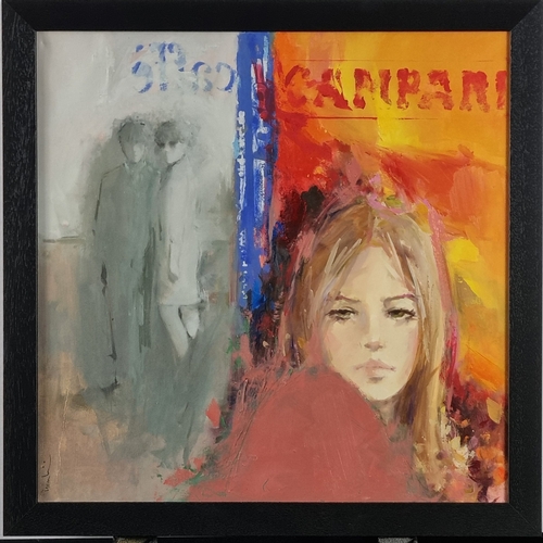 121 - Giuliano Trombini, Original Oil on Canvas, “Alone at the Bar”