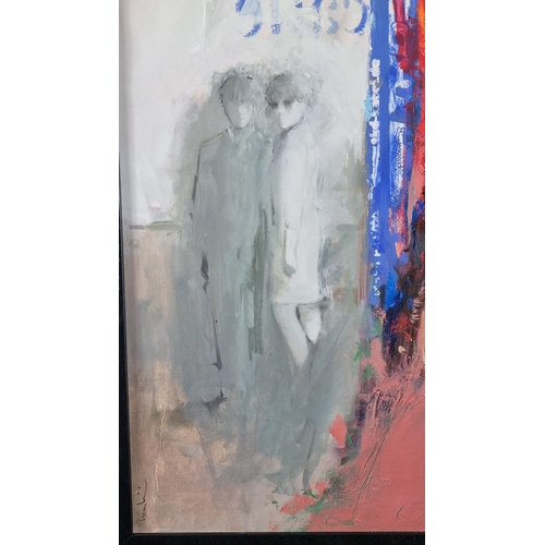 121 - Giuliano Trombini, Original Oil on Canvas, “Alone at the Bar”
