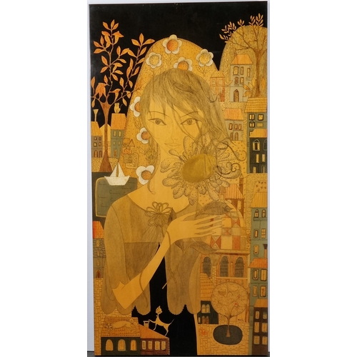 127 - Michi Sgobino Mixed Media Lacquer Panel