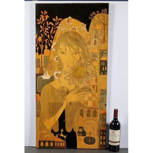 127 - Michi Sgobino Mixed Media Lacquer Panel